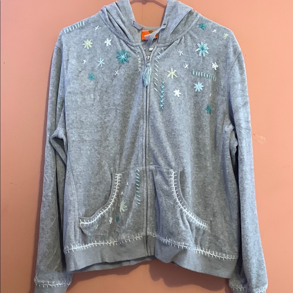 Women’s Gray Embroidered Hoodie